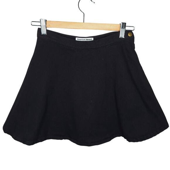 American Apparel Denim Skater Mini Skirt Small USA Fit Flare Short Tumblr Goth - Picture 4 of 13